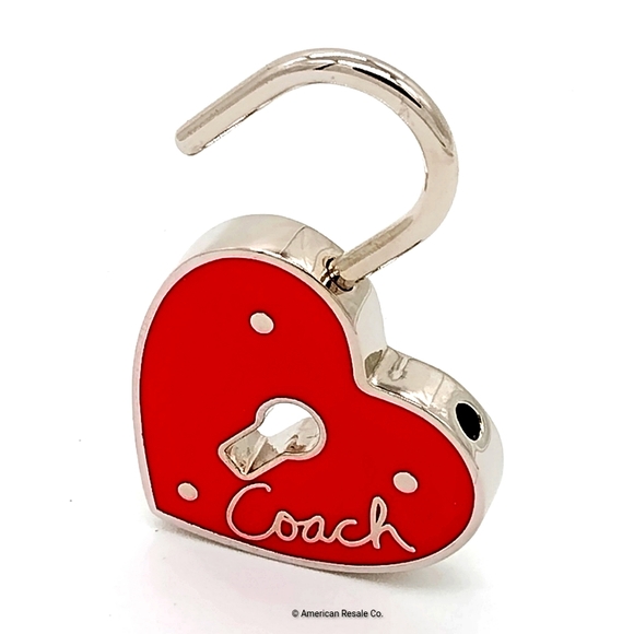 Coach Accessories - Vintage COACH Red Enamel Heart Lock Love Keychain Purse Fob charm. Mothers Day!